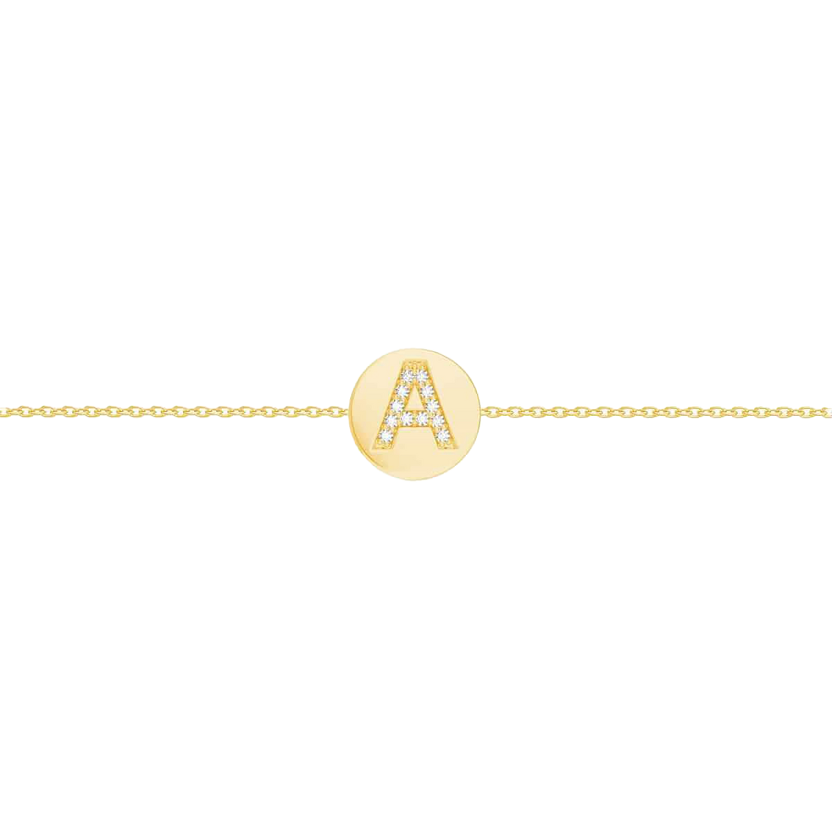 Diamond Initial Coin Bracelet
