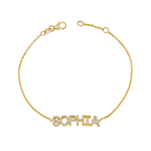 Diamond Custom Name Bracelet Baby Gold