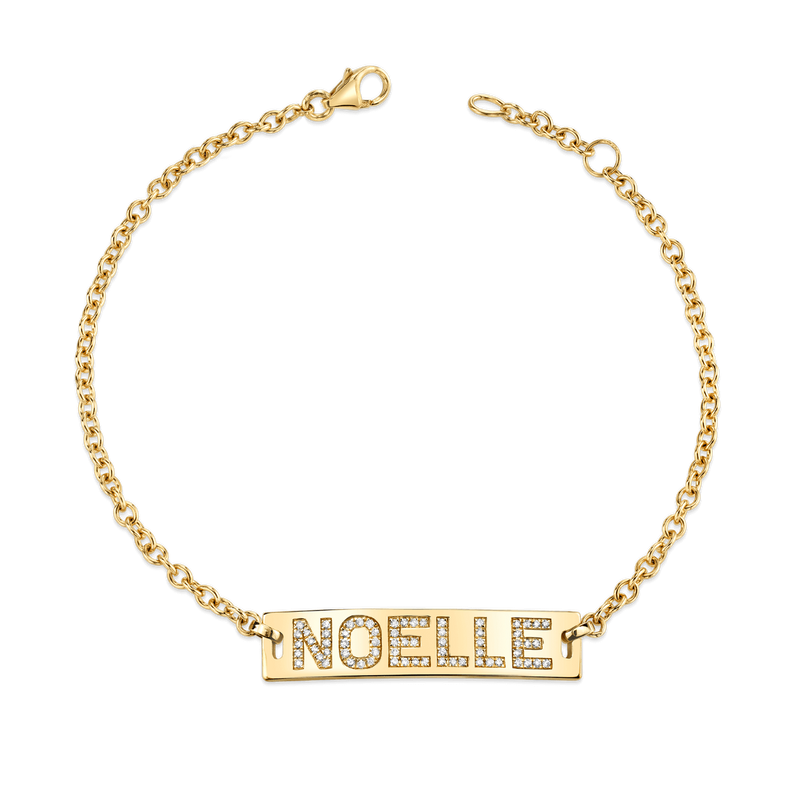 Custom Diamond Name ID Bracelet – Baby Gold