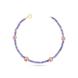 Tanzanite & Pink Pearl Station Bracelet