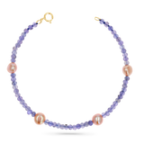 Tanzanite & Pink Pearl Station Bracelet
