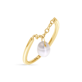 Solitaire Pearl Drop Chain Ring