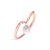 Solitaire Pearl Drop Chain Ring