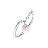 Solitaire Pearl Drop Chain Ring