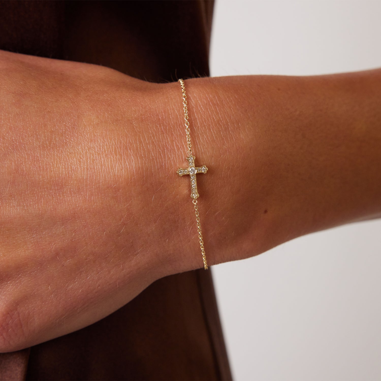 Diamond Sideways Cross Bracelet - Image 7