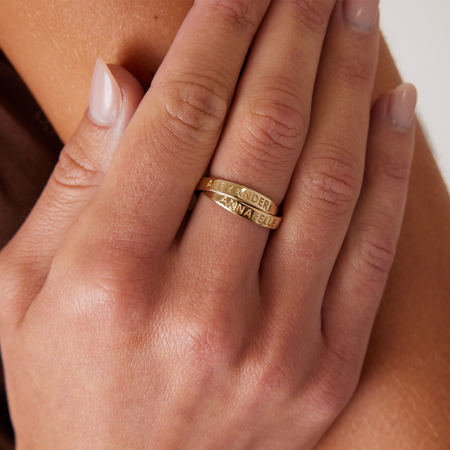 Interlocked Gold Rings 14K Gold Interlocked Engravable Ring – Baby Gold