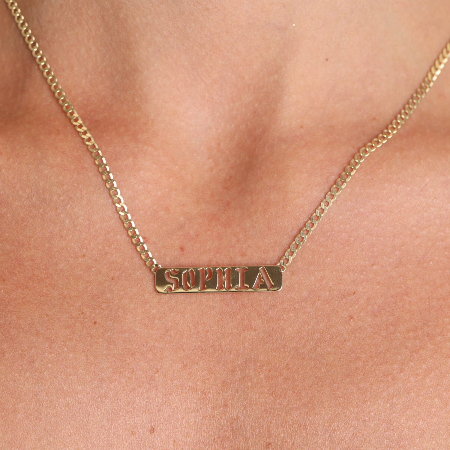 Cuban Link Custom Nameplate Necklace – Baby Gold - Main Image