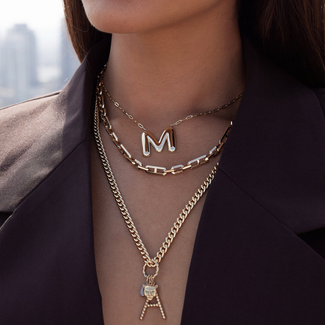 14K Gold Beveled Link Statement Chain Necklace – Baby Gold