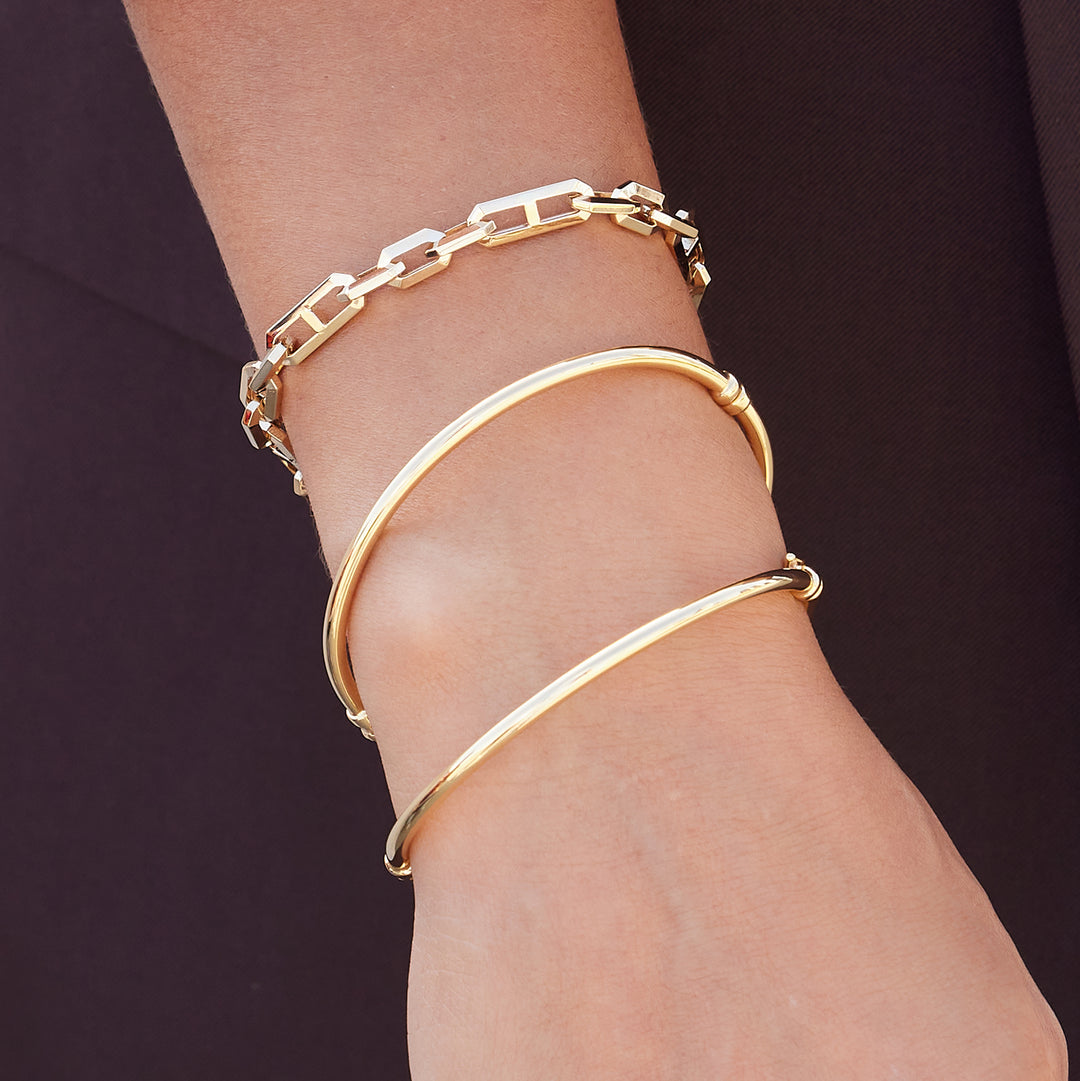 Tube Bangles 14K Gold Classic Oval Tube Bangle (3mm) – Baby Gold