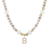 Diamond Letter Aqua & Labradorite Necklace