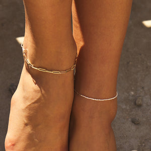 14K Signature Paper Clip Chain Anklet