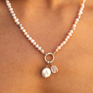 Blush and White Pearl Connector Necklace