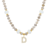 Diamond Letter Aqua & Labradorite Necklace