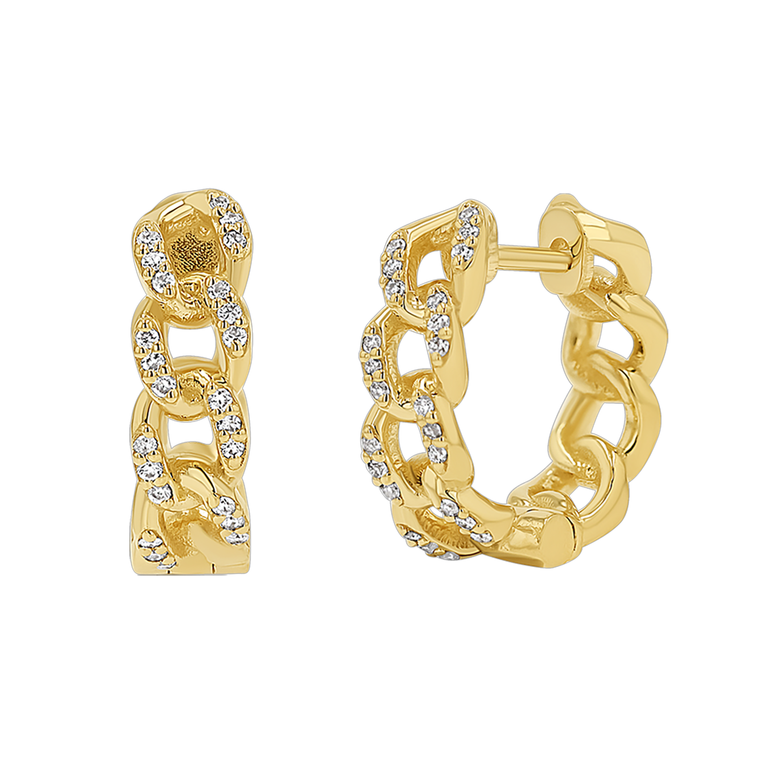 Gold cuban online link hoop earrings