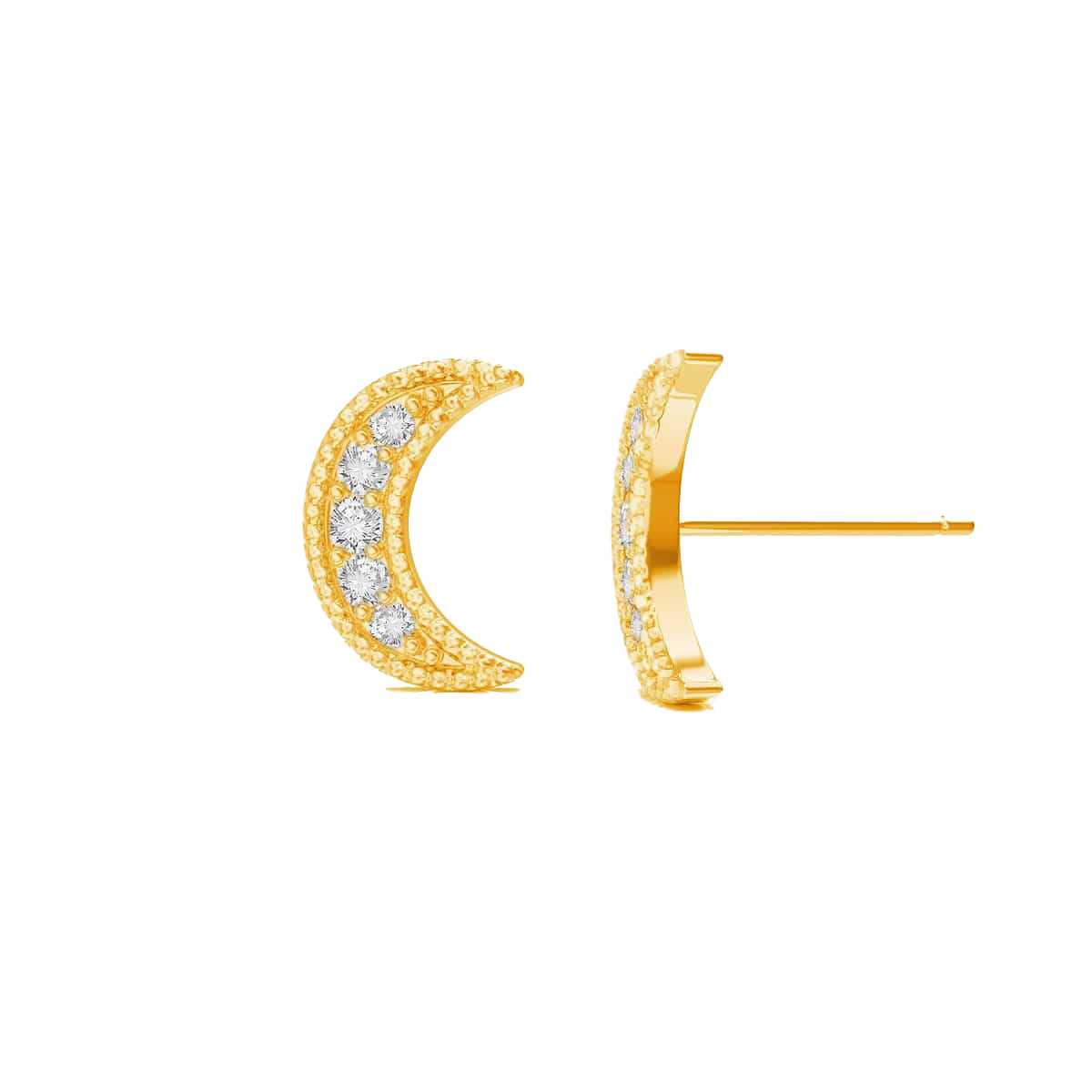 Diamond Moon Stud Earrings