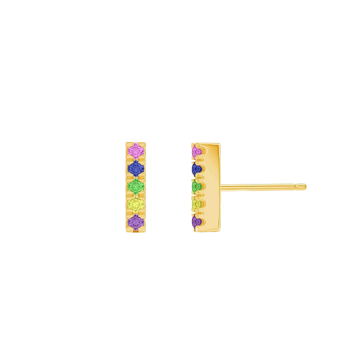 U Pave Petite Rainbow Bar Earrings