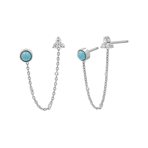 Turquoise & Diamond Duo Drop Earring