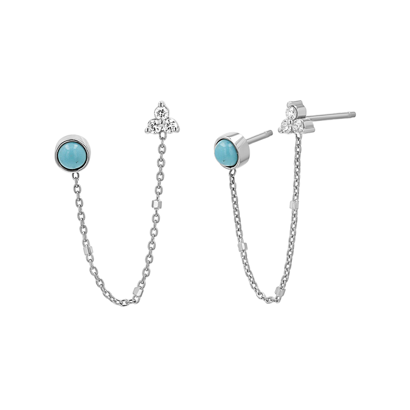 Turquoise & Diamond Duo Drop Earring