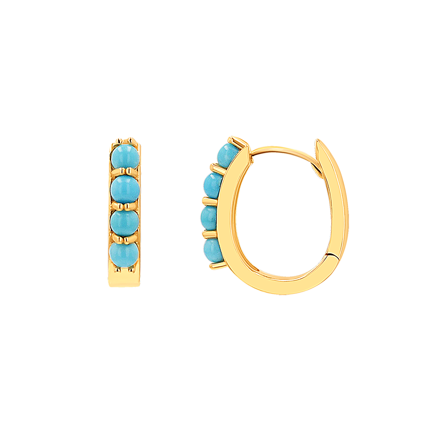 Genuine Turquoise Paper Clip Huggie Hoops - Image 2