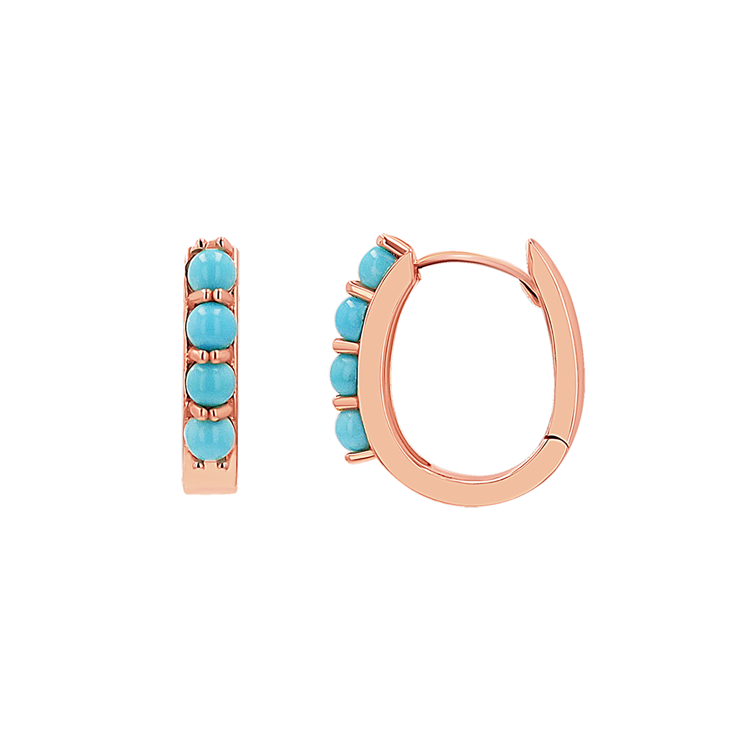 Genuine Turquoise Paper Clip Huggie Hoops - Image 4