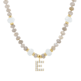 Diamond Letter Aqua & Labradorite Necklace