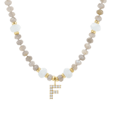 Diamond Letter Aqua & Labradorite Necklace
