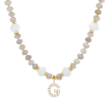 Diamond Letter Aqua & Labradorite Necklace