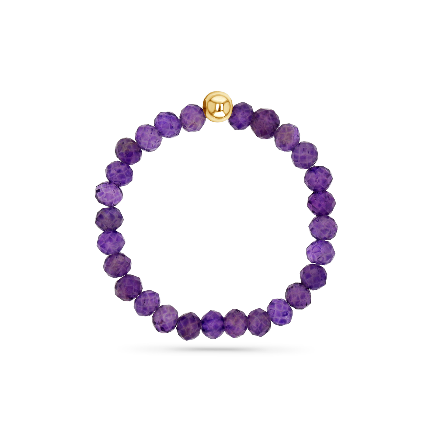 Gemstone Stretch Ring in amethyst with 14K gold bead.