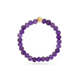 Gemstone Stretch Ring in amethyst with 14K gold bead.