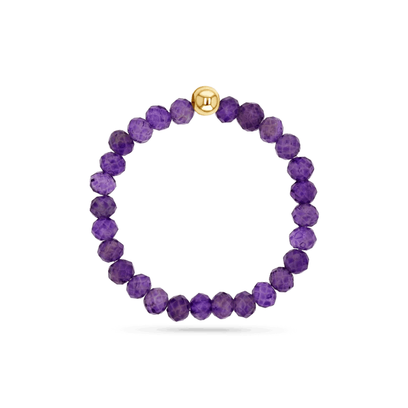 Gemstone Stretch Ring in amethyst with 14K gold bead.