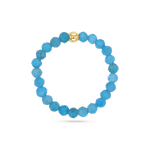 Gemstone Stretch Ring in Apatite with 14K gold ring.