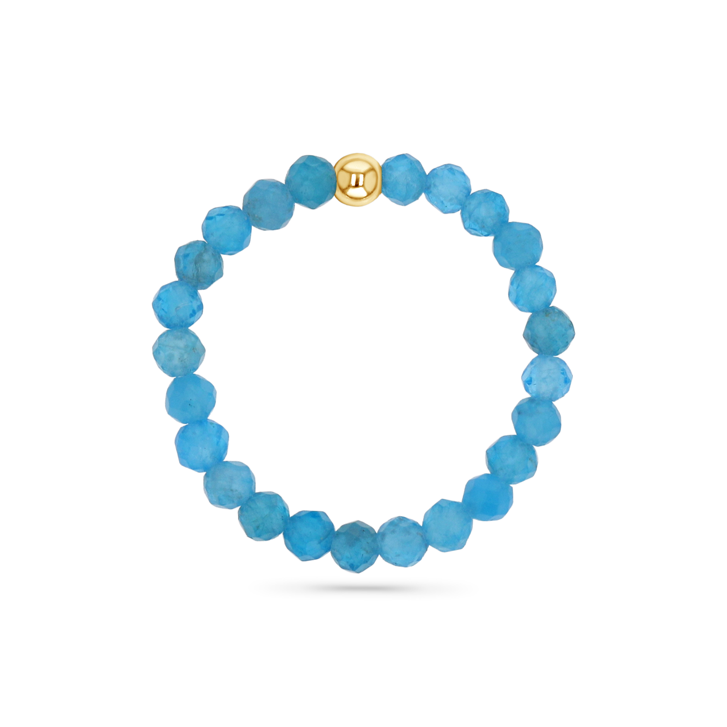 Gemstone Stretch Ring in Apatite with 14K gold ring.
