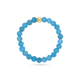 Gemstone Stretch Ring in Apatite with 14K gold ring.