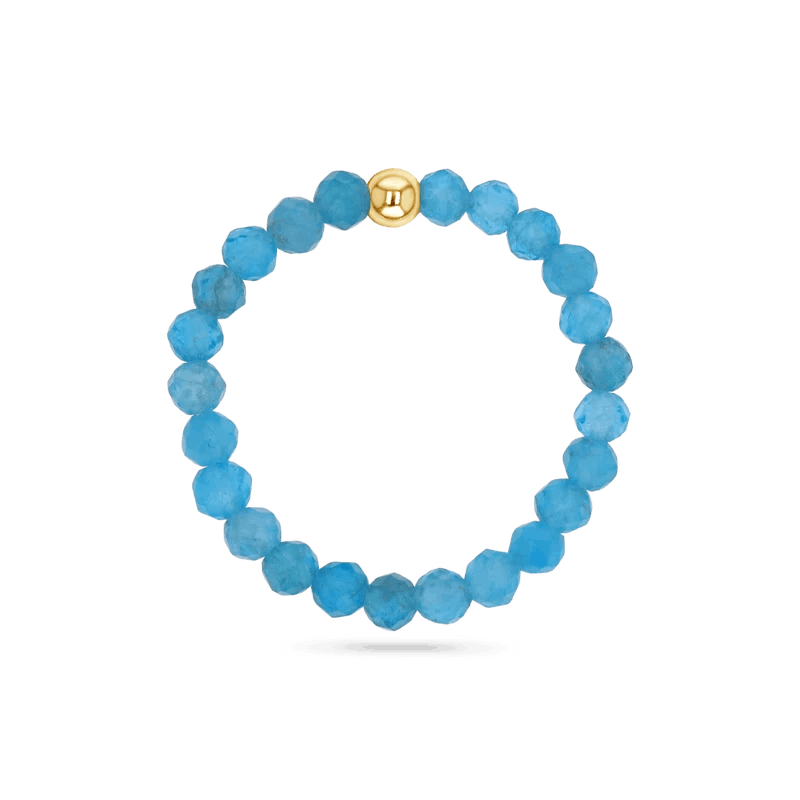 Gemstone Stretch Ring in Apatite with 14K gold ring.