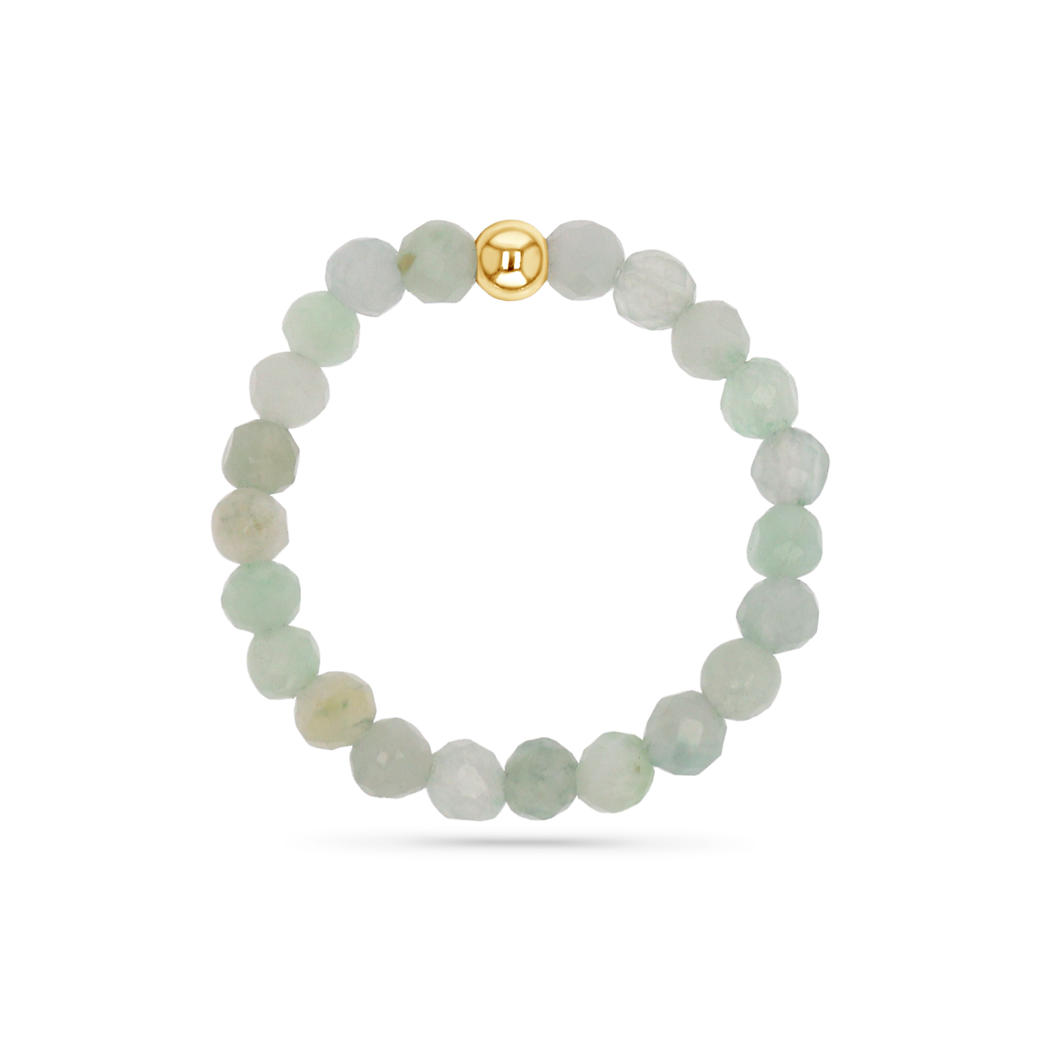 Gemstone Stretch Ring in jade with 14K gold bead.