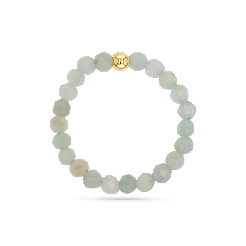 Gemstone Stretch Ring in jade with 14K gold bead.
