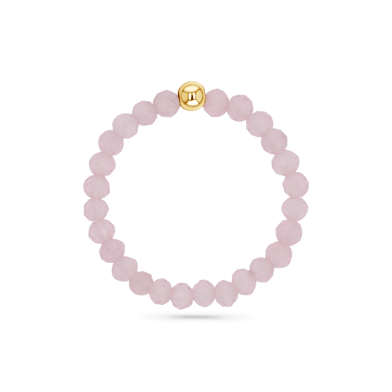 Gemstone Stretch Ring in Rose Quartz with 14K bead.