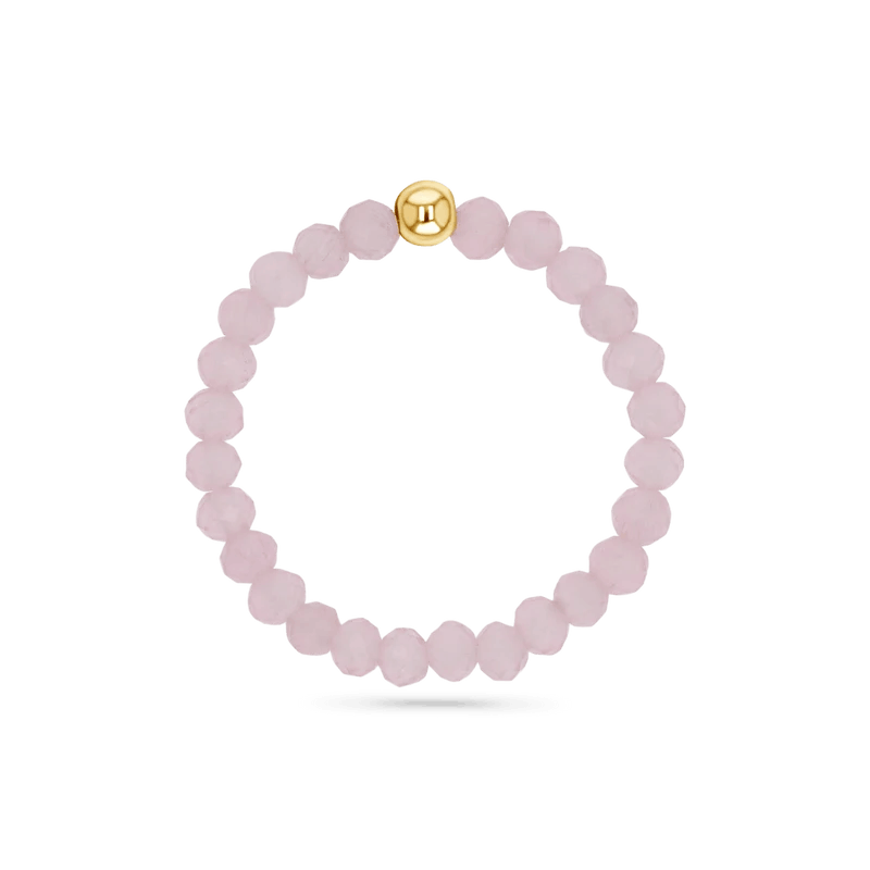 Gemstone Stretch Ring in Rose Quartz with 14K bead.