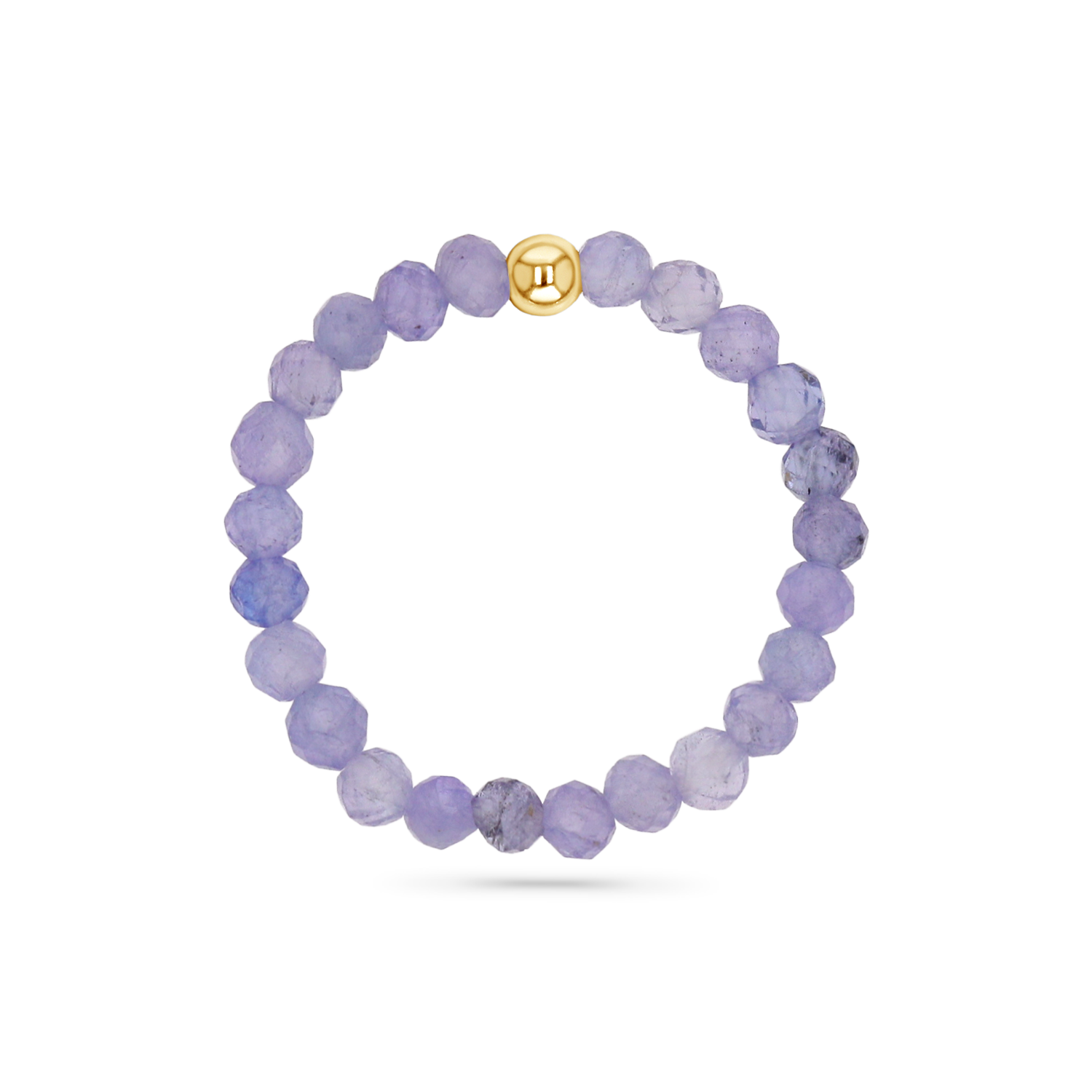Gemstone Stretch Ring in Tanzanite with 14K gold bead.