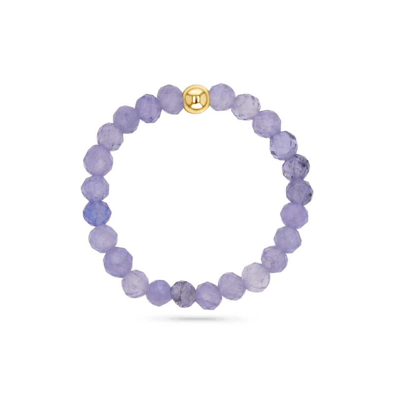Gemstone Stretch Ring in Tanzanite with 14K gold bead.