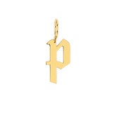 Gothic Old English Solid Initial Letter Charm
