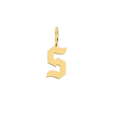 Gothic Old English Solid Initial Letter Charm
