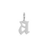 Gothic Old English Solid Initial Letter Charm