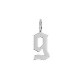Gothic Old English Solid Initial Letter Charm