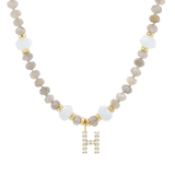 Diamond Letter Aqua & Labradorite Necklace