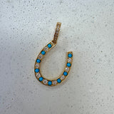 Diamond and Turquoise Lucky Horseshoe Charm
