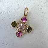 Sapphire and Diamond Fleur Cross Pendant