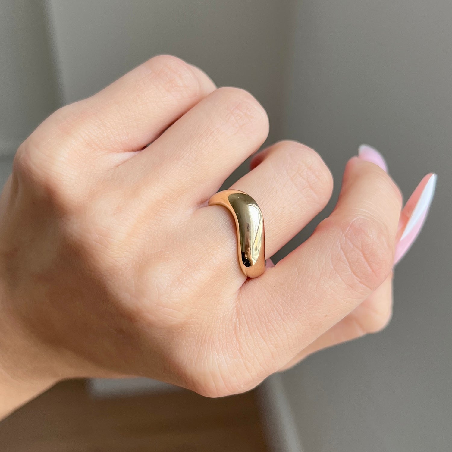 Puff Rib Ring 14K Gold Puff Wave Ring – Baby Gold