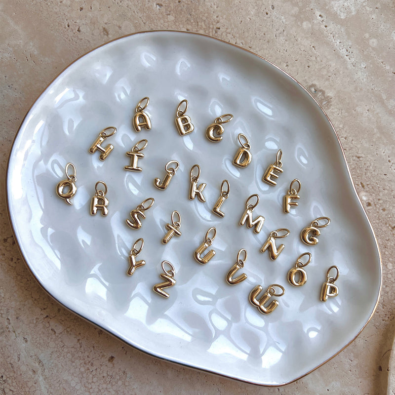 Charmed Letters 14K Gold Puff Letter Charm – Baby Gold