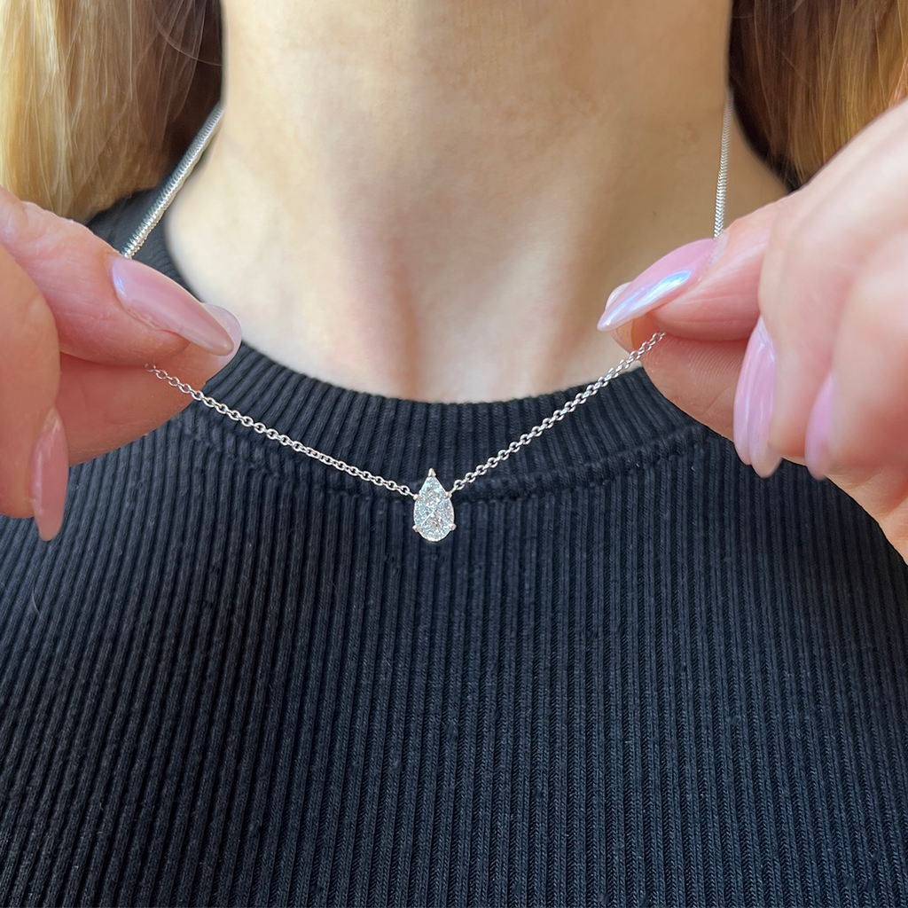 Pear Shape Illusion Set Diamond Necklace